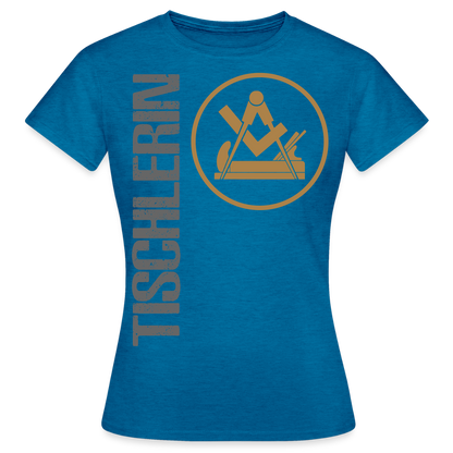 Frauen T-Shirt "Tischlerin" Antikblaues Saphir meliert Frauen T-Shirt