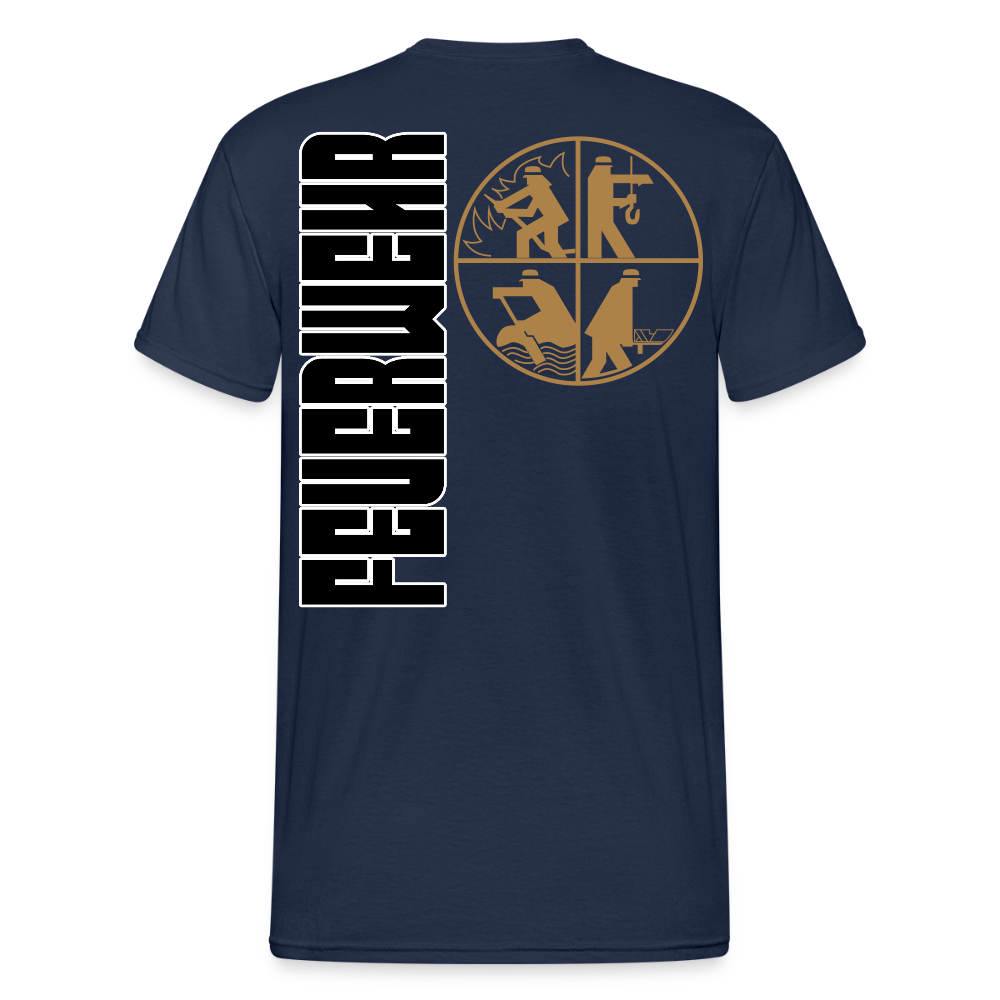 Unisex T-Shirt "Feuerwehr 5" beidseitig bedruckt - Navy
