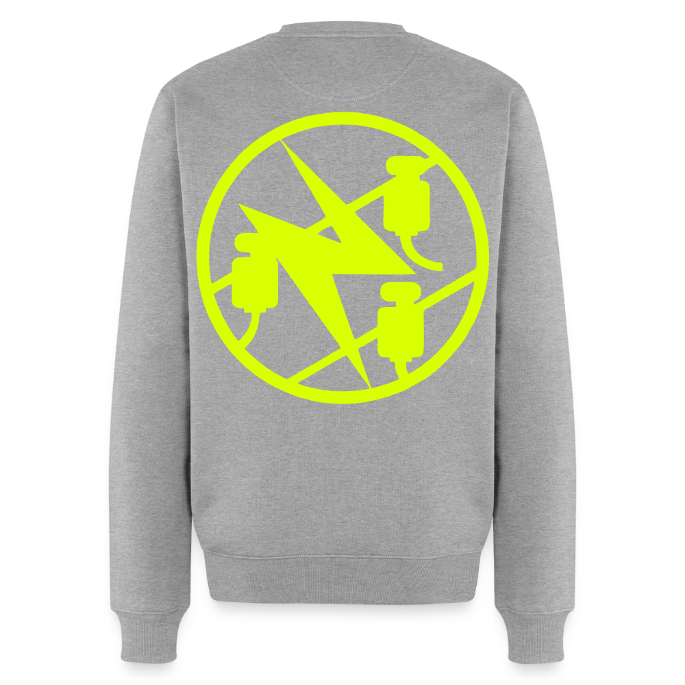 Unisex Premium Pullover "Elektriker" neongelb Grau meliert Männer Premium Pullover
