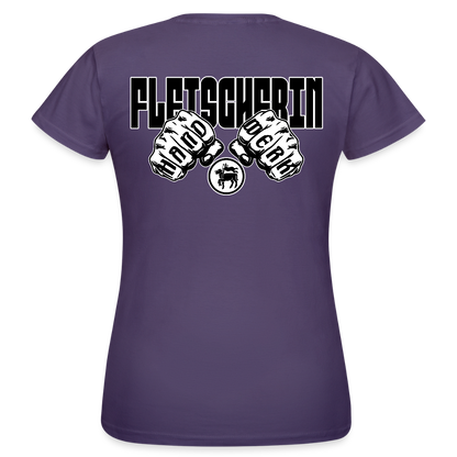 Frauen T-Shirt "Fleischerin" (beidseitig bedruckt) Dunkellila Frauen T-Shirt