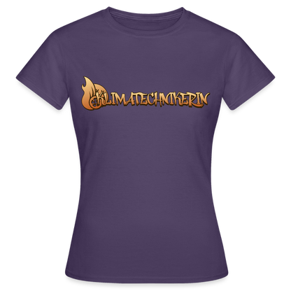 Frauen T-Shirt "Klimatechnikerin" Dunkellila Frauen T-Shirt