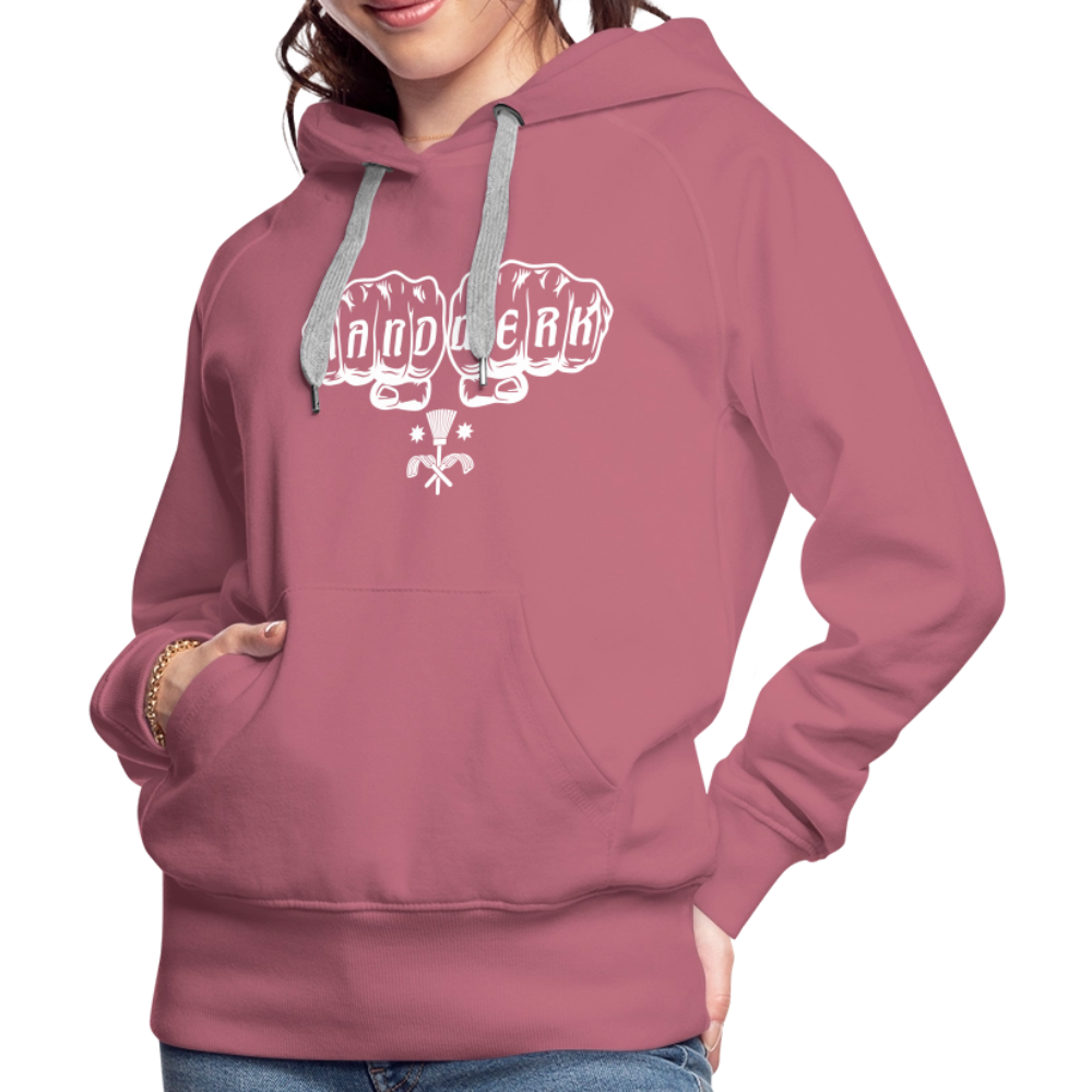 Hochwertiger Frauen Premium Hoodie von Spreadconnect mit Schornsteinfeger-Motiv, bequemer Schnitt und weichem Stoff in dunkler Farbe