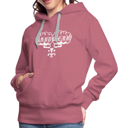 Hochwertiger Frauen Premium Hoodie von Spreadconnect mit Schornsteinfeger-Motiv, bequemer Schnitt und weichem Stoff in dunkler Farbe