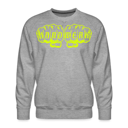 Unisex Premium Pullover "Zimmermann" neongelb Grau meliert Männer Premium Pullover
