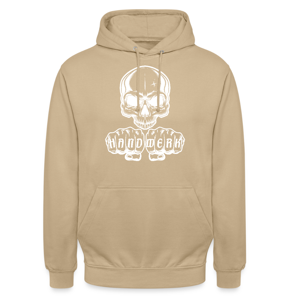 Unisex Hoodie "Skull-Handwerk" Beige Unisex Hoodie