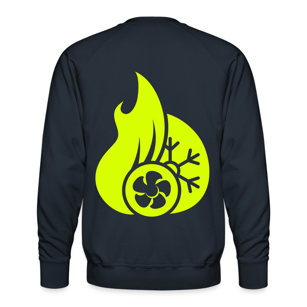 Unisex Premium Pullover "Klimatechniker" neongelb - Navy
