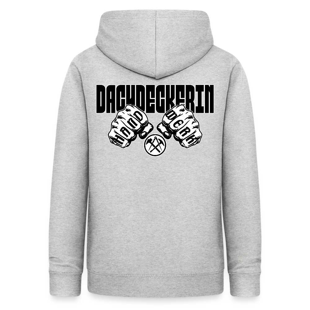 Frauen Hoodie "Dachdeckerin" (beidseitig beruckt) Hellgrau meliert Frauen Hoodie