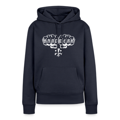 Frauen Premium Hoodie "Schornsteinfeger" von Spreadconnect, grauer Kapuzenpullover mit Schornsteinfeger-Design, bequem und stylisch.