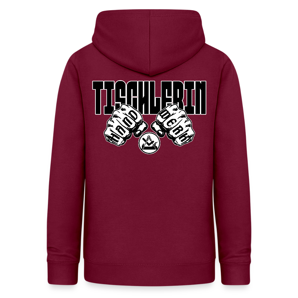 Frauen Hoodie "Tischlerin" (beidseitig beruckt) Bordeaux Frauen Hoodie