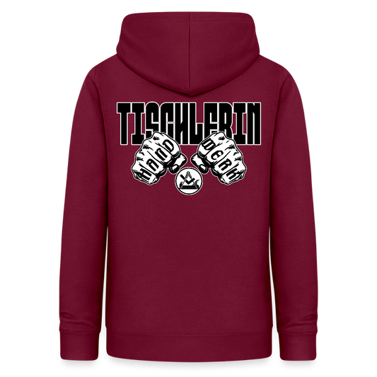 Frauen Hoodie "Tischlerin" (beidseitig beruckt) Bordeaux Frauen Hoodie