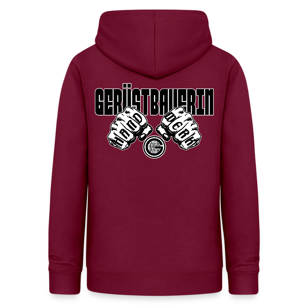 Frauen Hoodie "Gerüstbauerin" (beidseitig beruckt) - Bordeaux