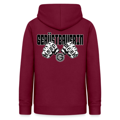 Frauen Hoodie "Gerüstbauerin" (beidseitig beruckt) - Bordeaux