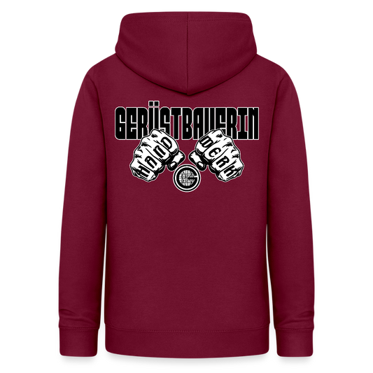 Frauen Hoodie "Gerüstbauerin" (beidseitig beruckt) - Bordeaux