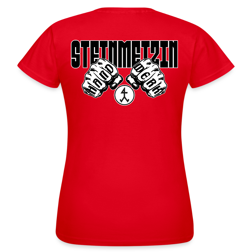 Frauen T-Shirt "Steinmetzin" (beidseitig bedruckt) Rot Frauen T-Shirt
