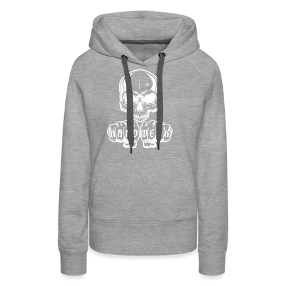 Frauen Premium Hoodie "Skull-Handwerk" Grau meliert Frauen Premium Hoodie