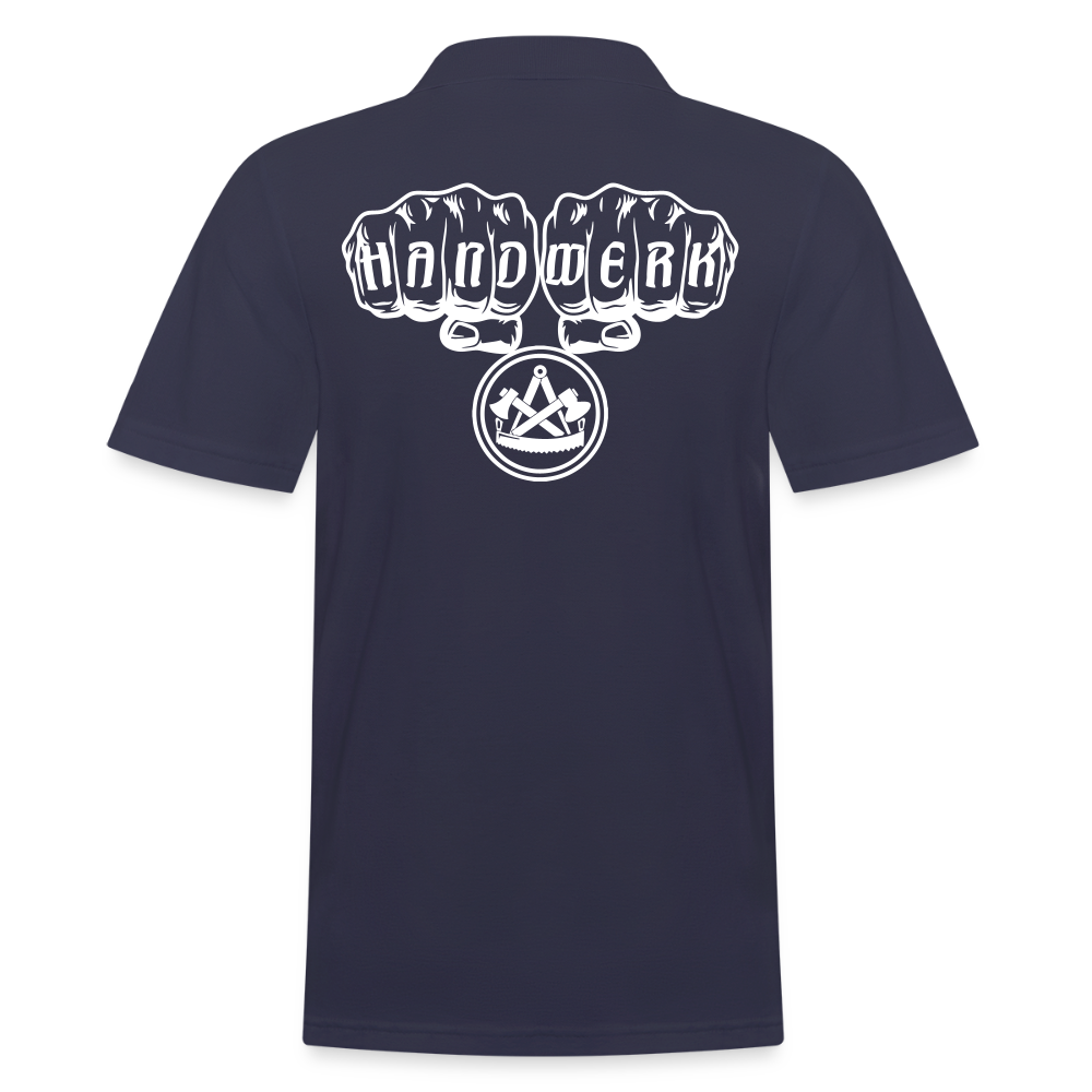 Männer Poloshirt "Zimmermann" (hinten bedruckt) Navy Männer Poloshirt