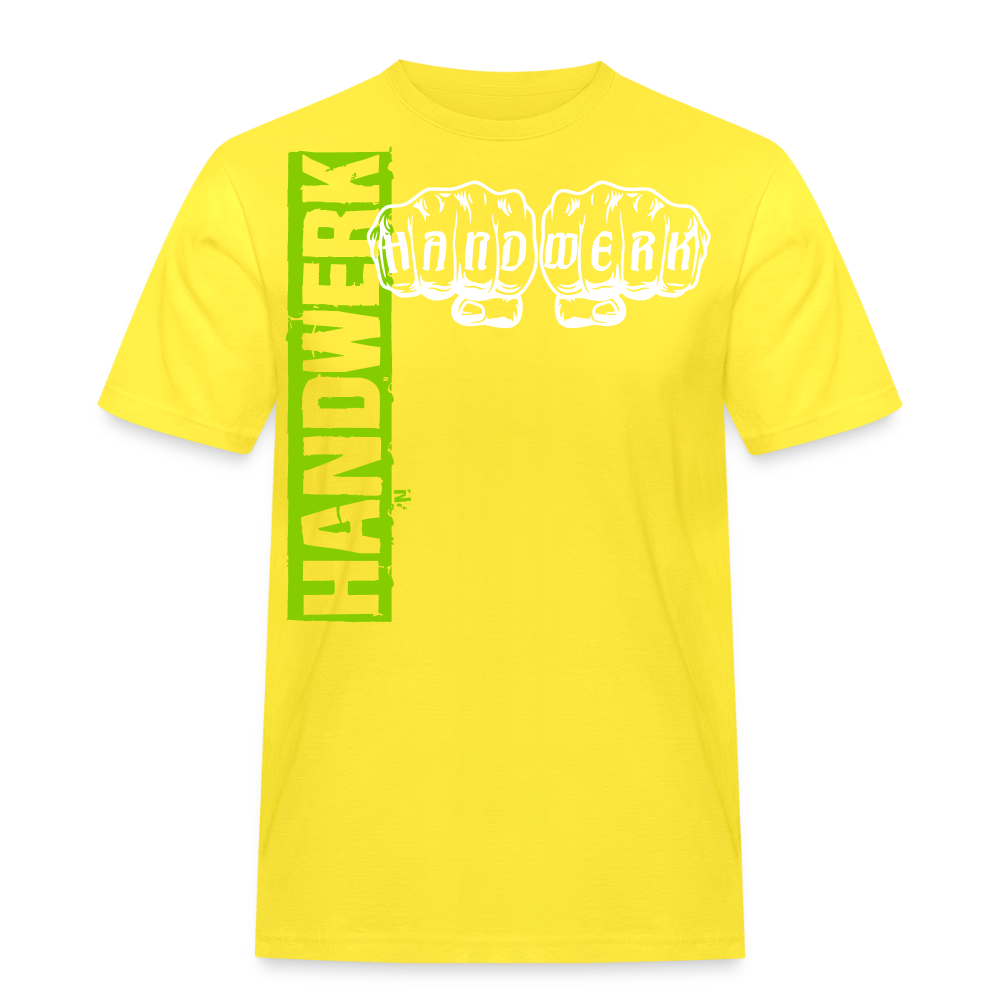 Unisex Workwear T-Shirt "Handwerk" Gelb Männer Workwear T-Shirt