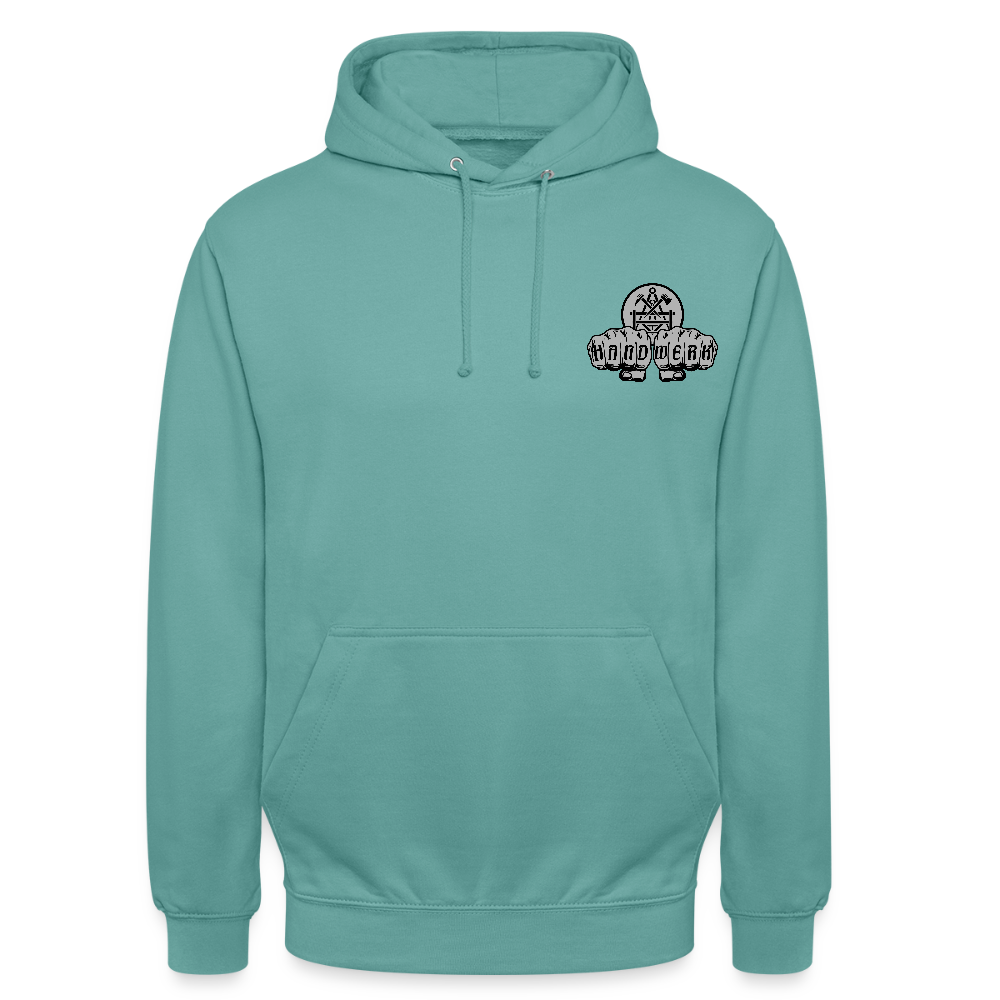 Unisex Standard Hoodie "Betonbauer" beidseitig bedruckt Pastelltürkis Unisex Hoodie