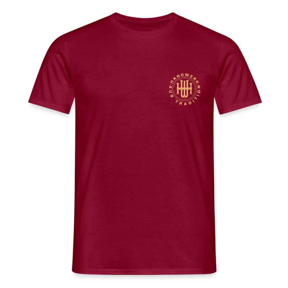 Unisex T-Shirt "Handwerk" (beidseitig bedruckt) Ziegelrot Männer T-Shirt