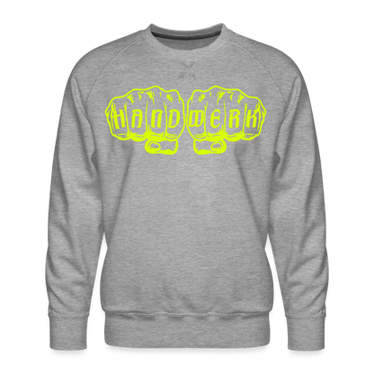 Unisex Premium Pullover "Klimatechniker" neongelb - Grau meliert