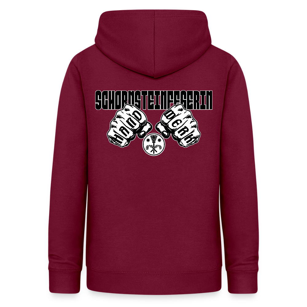 Frauen Hoodie "Schornsteinfegerin" (beidseitig beruckt) Bordeaux Frauen Hoodie