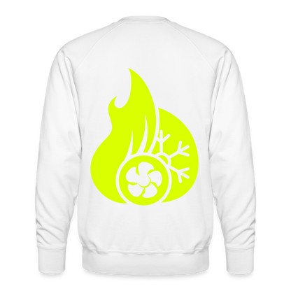 Unisex Premium Pullover "Klimatechniker" neongelb - Weiß
