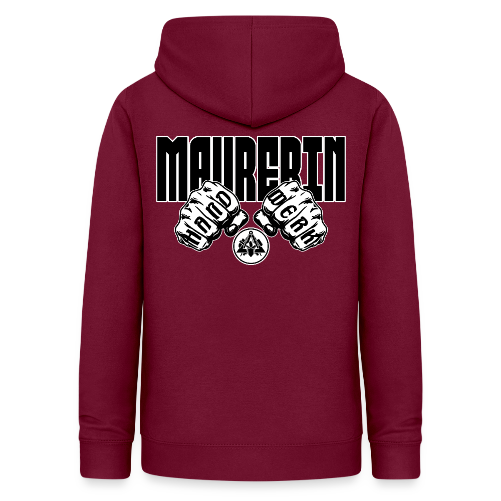 Frauen Hoodie "Maurerin" (beidseitig beruckt) Bordeaux Frauen Hoodie