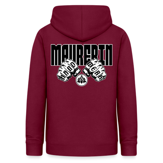 Frauen Hoodie "Maurerin" (beidseitig beruckt) Bordeaux Frauen Hoodie