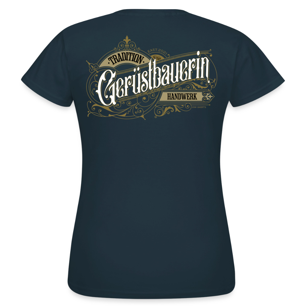 Frauen T-Shirt "Gerüstbauerin"-Nostalgie, Spreadconnect, mit vintage-inspiriertem Druck auf weißem Baumwollshirt