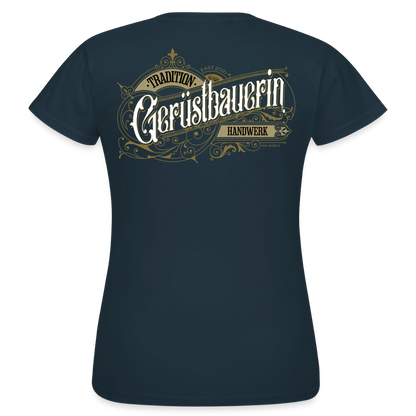 Frauen T-Shirt "Gerüstbauerin"-Nostalgie, Spreadconnect, mit vintage-inspiriertem Druck auf weißem Baumwollshirt