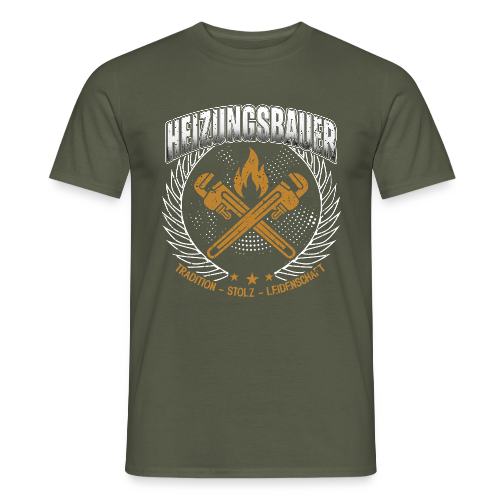 Unisex Heizungsbauer T-Shirt von Spreadconnect, bequemes Männer T-Shirt mit Tradition, schwarz mit Druck im Bild sichtbar