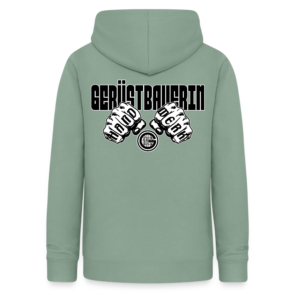 Frauen Hoodie "Gerüstbauerin" (beidseitig beruckt) - Graugrün