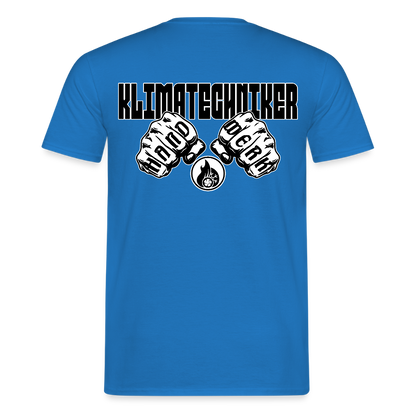 Unisex T-Shirt "Klimatechniker" (beidseitig bedruckt) Royalblau Männer T-Shirt