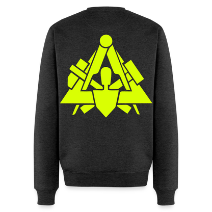 Unisex Premium Pullover "Maurer" neongelb Anthrazit meliert Männer Premium Pullover