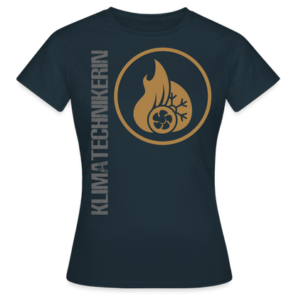 Frauen T-Shirt "Klimatechnikerin" Navy Frauen T-Shirt