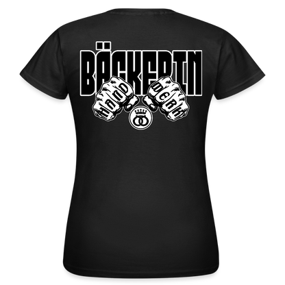 Frauen T-Shirt "Bäckerin" (beidseitig bedruckt) - Schwarz