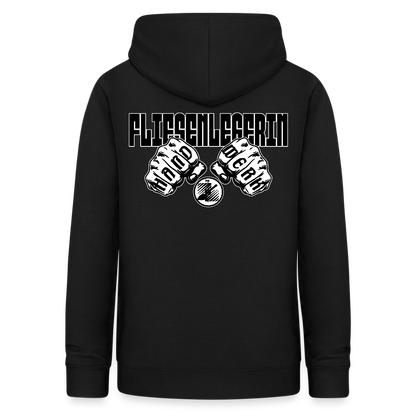 Frauen Hoodie "Fliesenlegerin" (beidseitig beruckt) Schwarz Frauen Hoodie