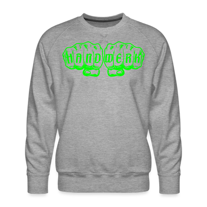 Unisex Premium Pullover "Stuckateur" neongrün Grau meliert Männer Premium Pullover