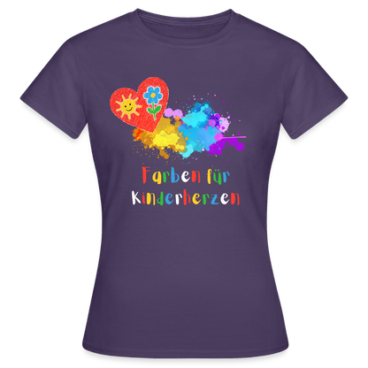 Frauen T-Shirt "Farben für Kinderherzen" Dunkellila Frauen T-Shirt