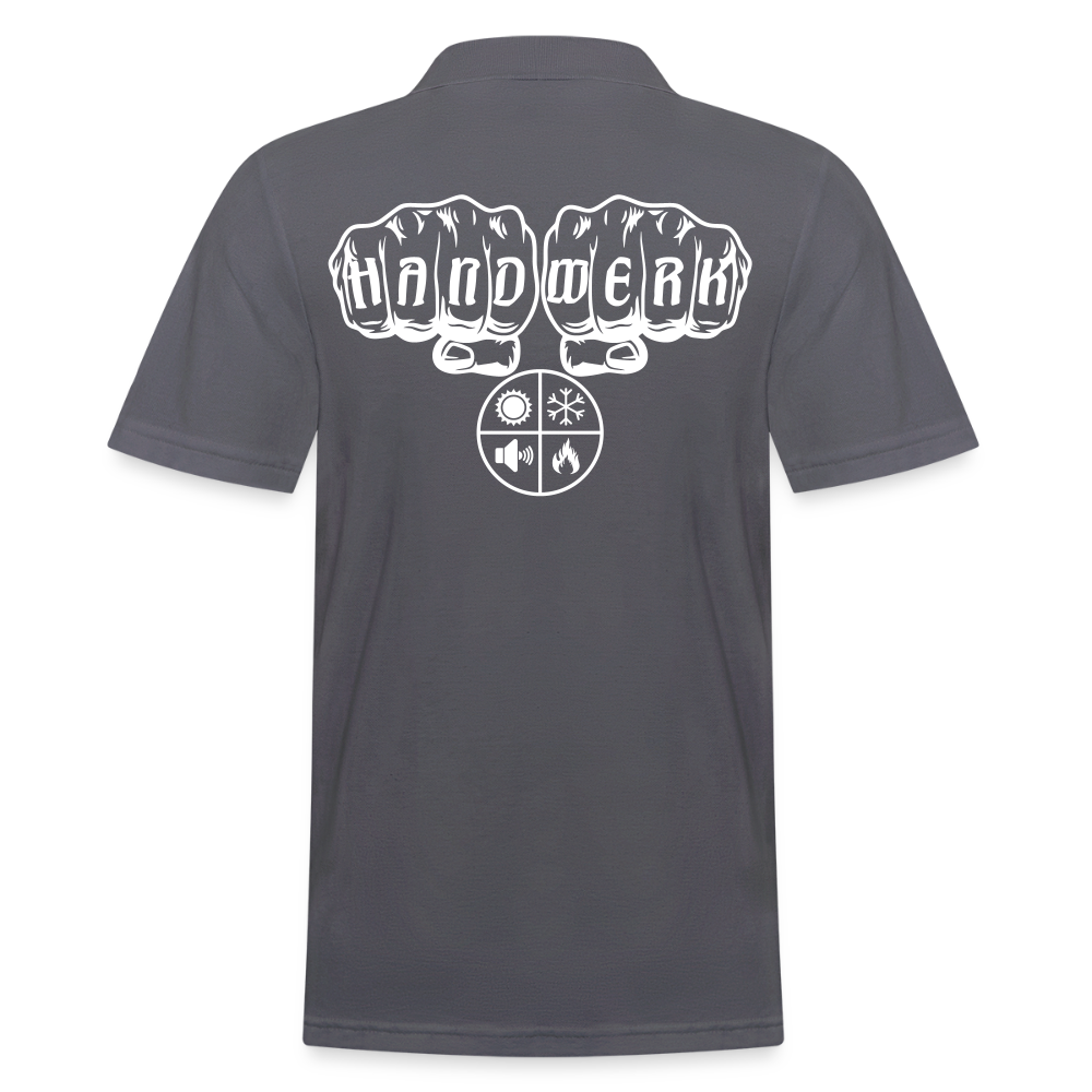 Männer Poloshirt "Isolierer" (hinten bedruckt) Anthrazit Männer Poloshirt