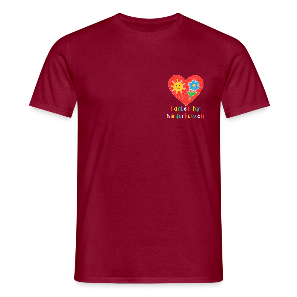 Unisex T-Shirt "Farben für Kinderherzen" (beidseitig bedruckt) Ziegelrot Männer T-Shirt