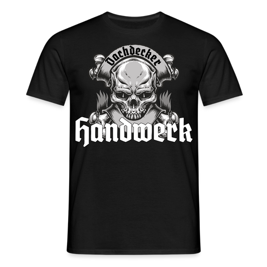 Unisex T-Shirt "Skull-Dachdecker" Schwarz Männer T-Shirt