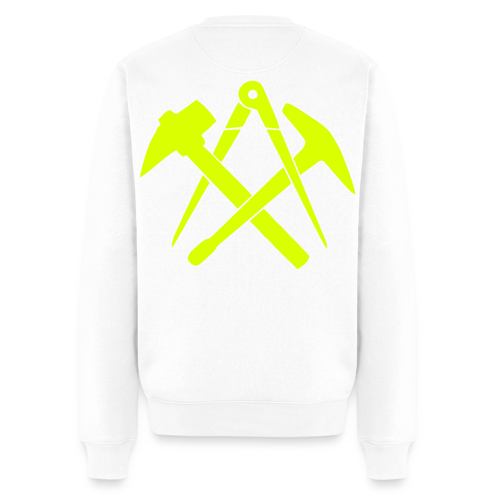 Unisex Premium Pullover "Dachdecker" neongelb Weiß Männer Premium Pullover