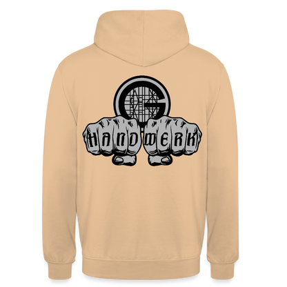 Unisex  Hoodie "Gerüstbauer" beidseitig bedruckt - Pfirsich