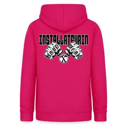 Frauen Hoodie "Installateurin" (beidseitig beruckt) dunkles Pink Frauen Hoodie