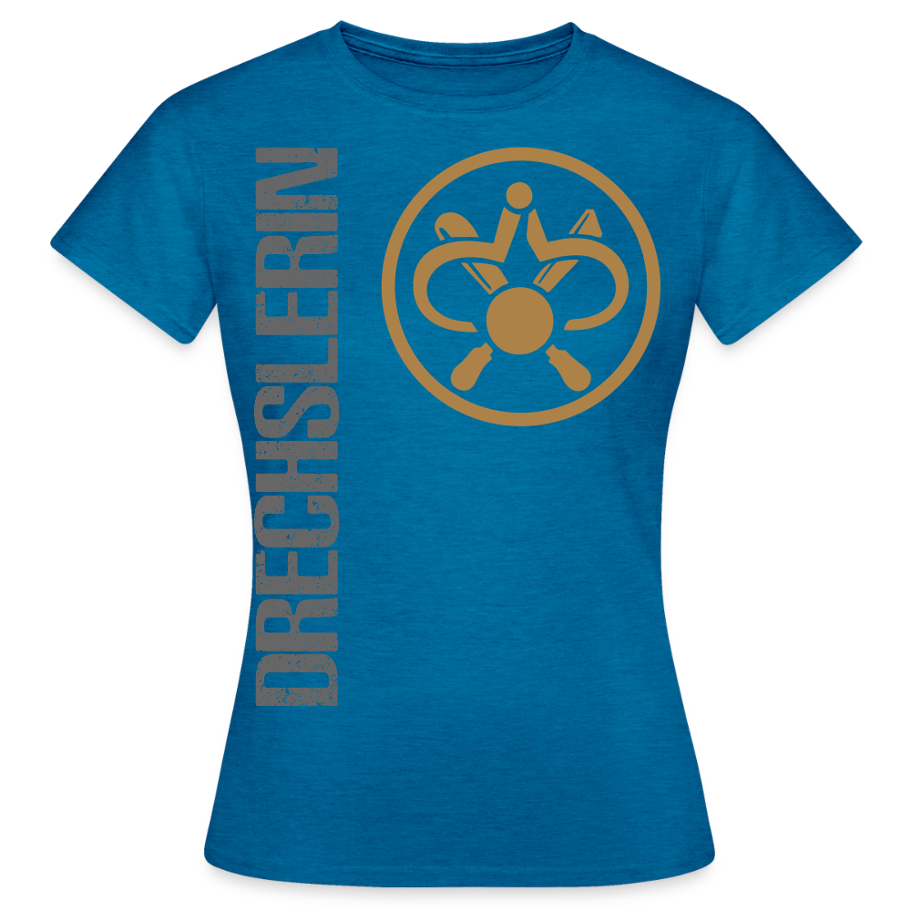 Frauen T-Shirt "Drechslerin" Antikblaues Saphir meliert Frauen T-Shirt