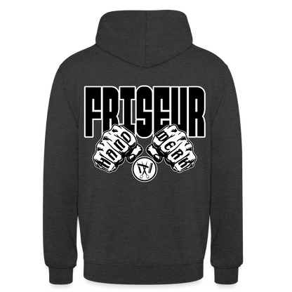 Unisex Hoodie "Friseur" (beidseitig bedruckt) Anthrazit Unisex Hoodie
