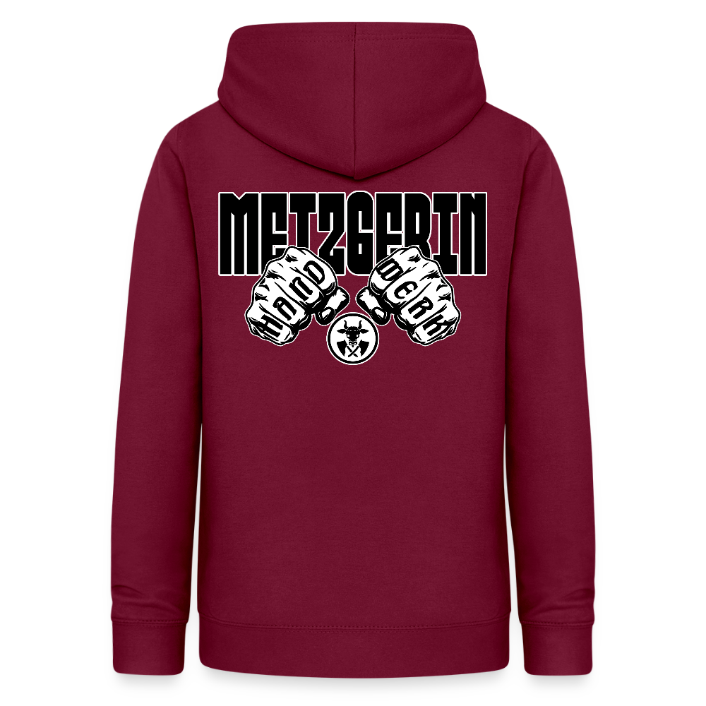 Frauen Hoodie "Metzgerin" (beidseitig beruckt) Bordeaux Frauen Hoodie