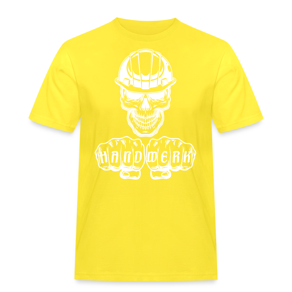 Männer Workwear T-Shirt "Skull-Helm-Handwerk" Gelb Männer Workwear T-Shirt