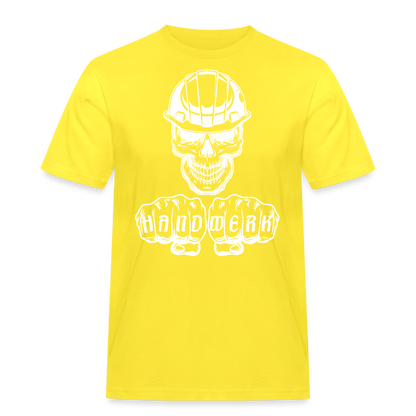 Männer Workwear T-Shirt "Skull-Helm-Handwerk" Gelb Männer Workwear T-Shirt
